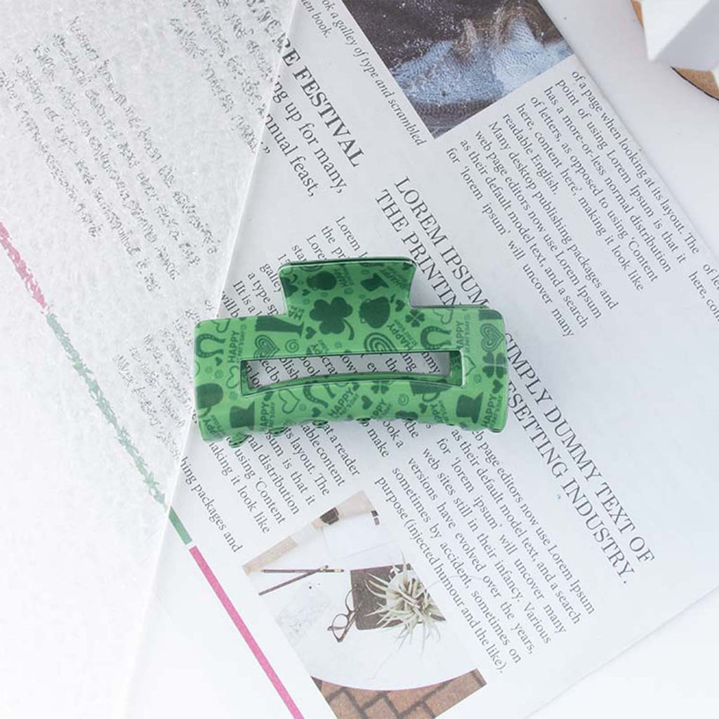 Shamrock Print Acetate Hair Claw Clip - NO08