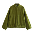 Oversized Wool Blend Bomber Coat - MilitaryGreen