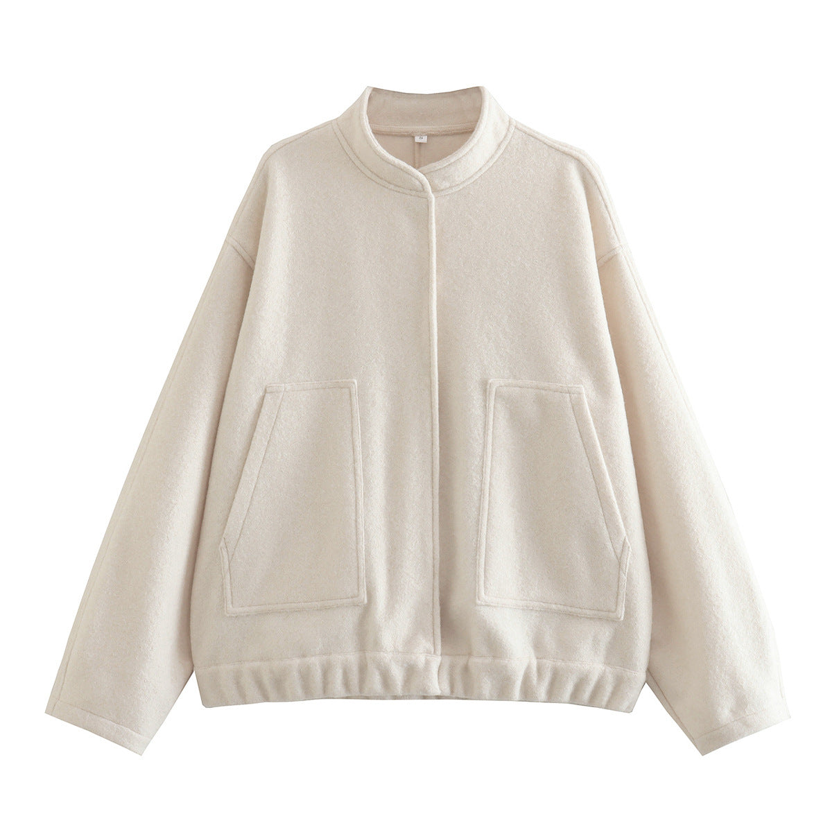 Oversized Wool Blend Bomber Coat - OffWhite