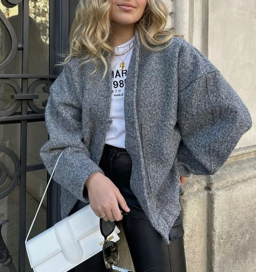 Oversized Wool Blend Bomber Coat