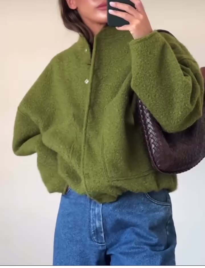 Oversized Wool Blend Bomber Coat - view 1