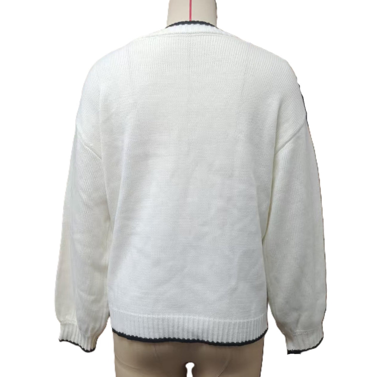 Contrast Trim Lobster Knit Sweater - Apricot - 3
