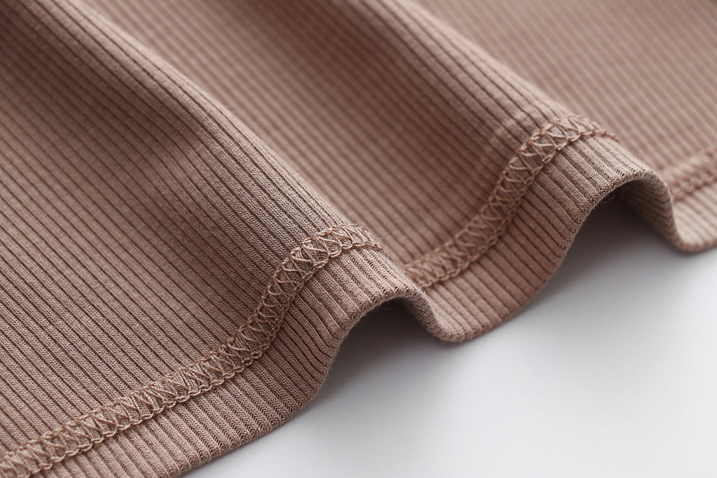 Ribbed Lettuce Hem Padded Tank Top - Khaki - 6
