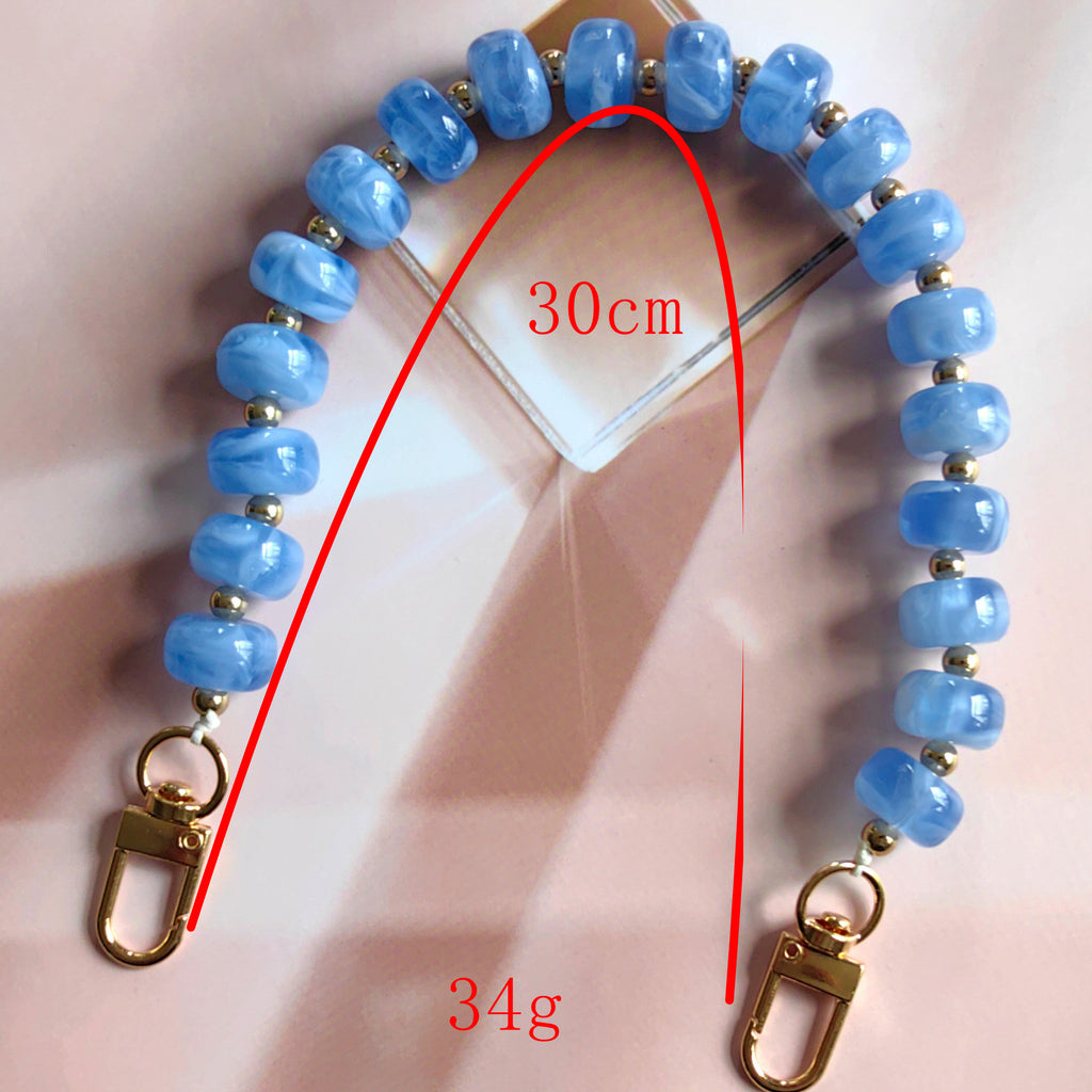Chunky Bead Wristlet Lanyard for Phone and Keys - Blue - 1