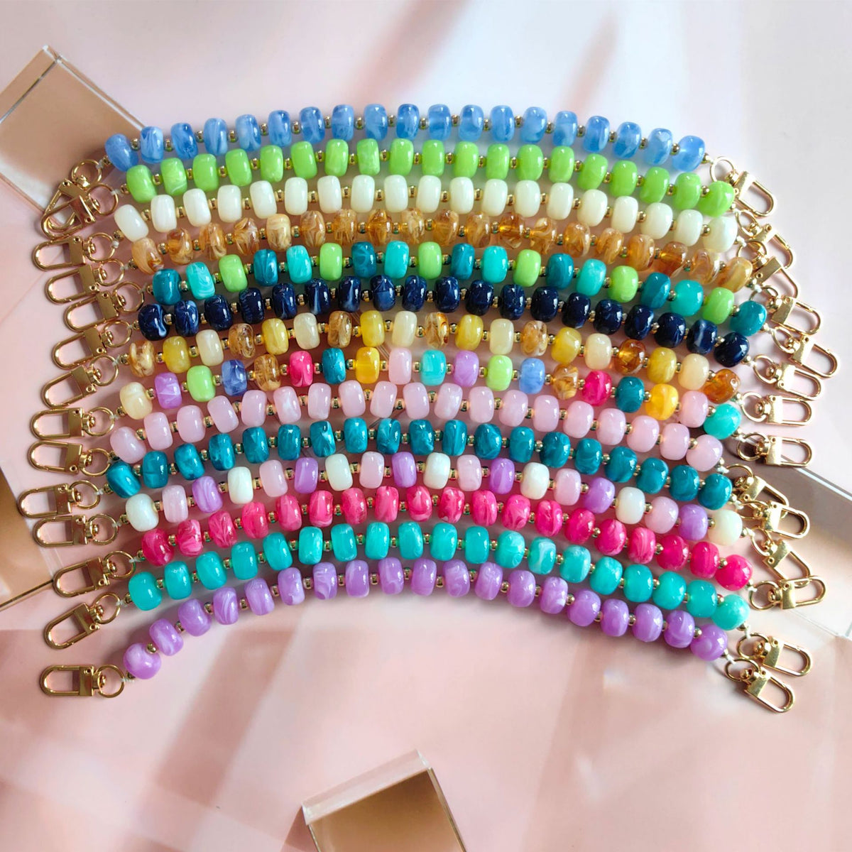 Chunky Bead Wristlet Lanyard for Phone and Keys - Colorful - 1