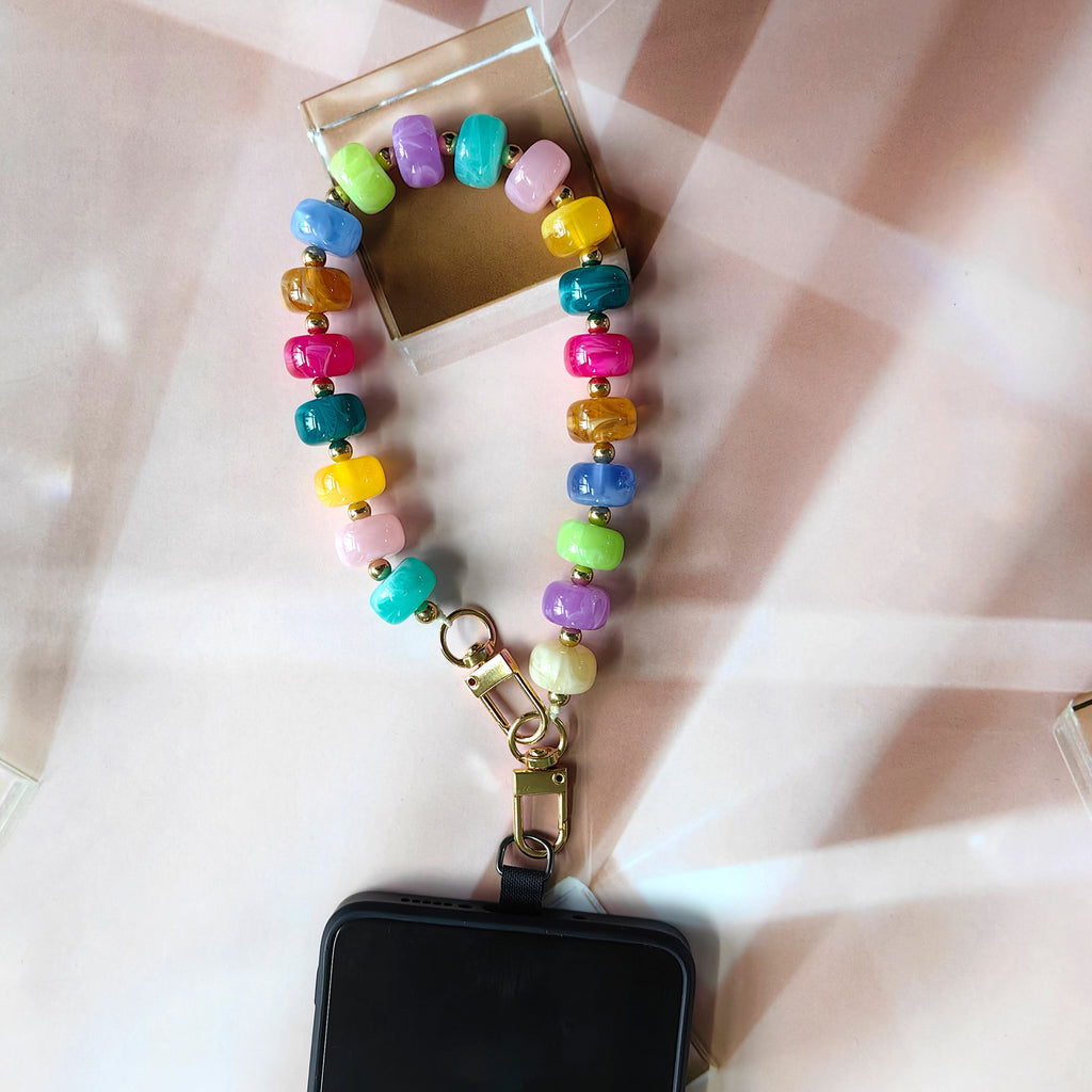 Chunky Bead Wristlet Lanyard for Phone and Keys - Colorful - 2