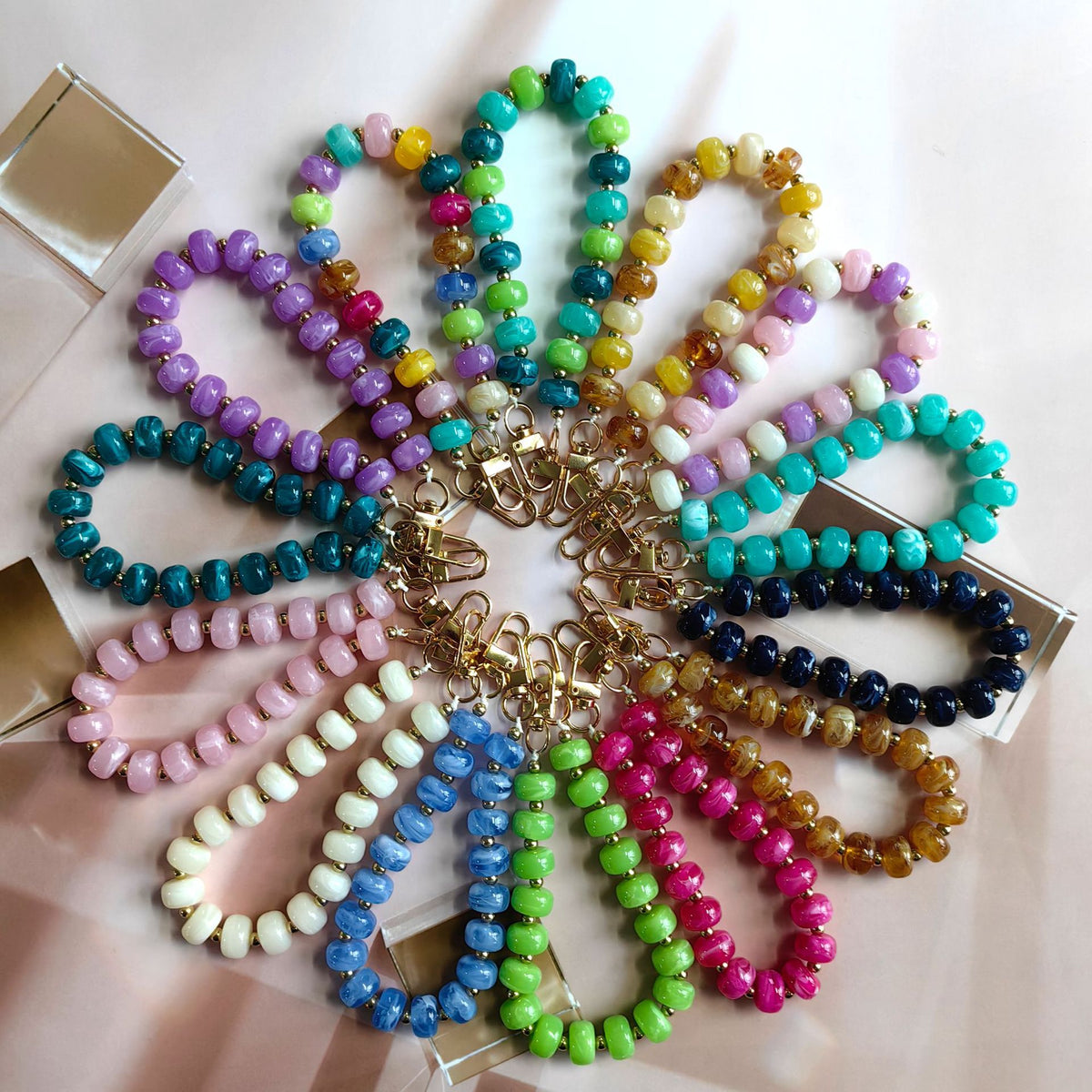 Chunky Bead Wristlet Lanyard for Phone and Keys - Colorful - 3