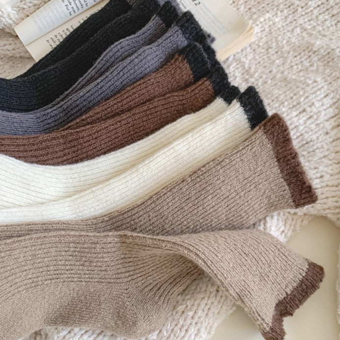 Ribbed Crew Socks With Contrast Cuff - view 1