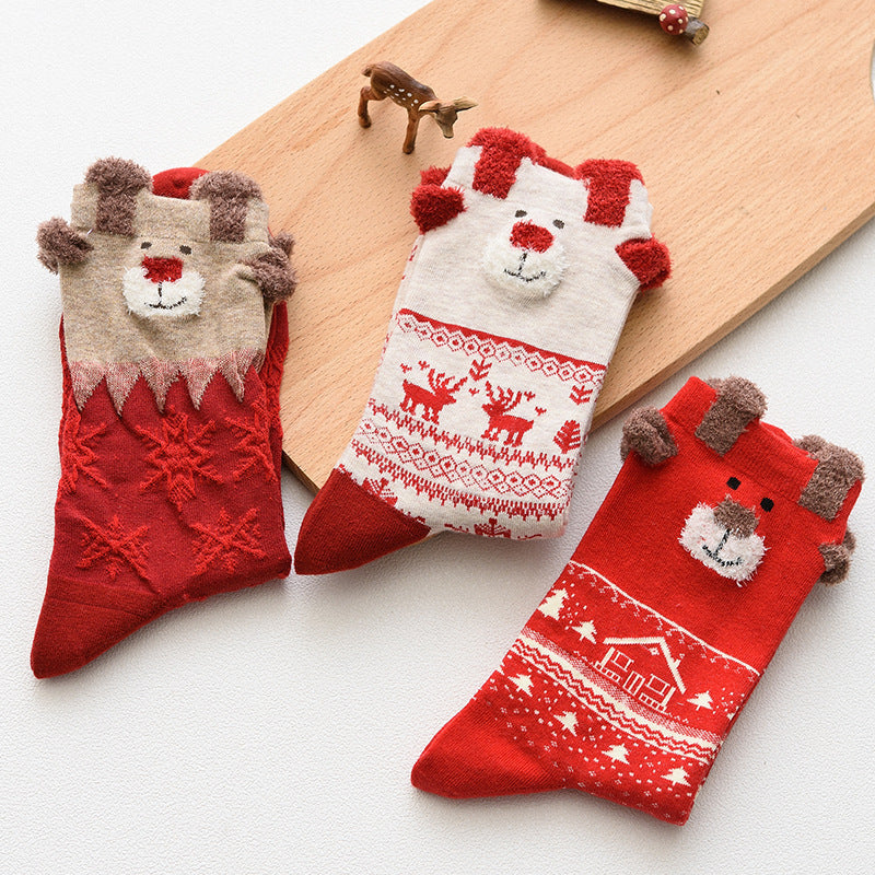 Reindeer 3D Ear Knit Winter Socks