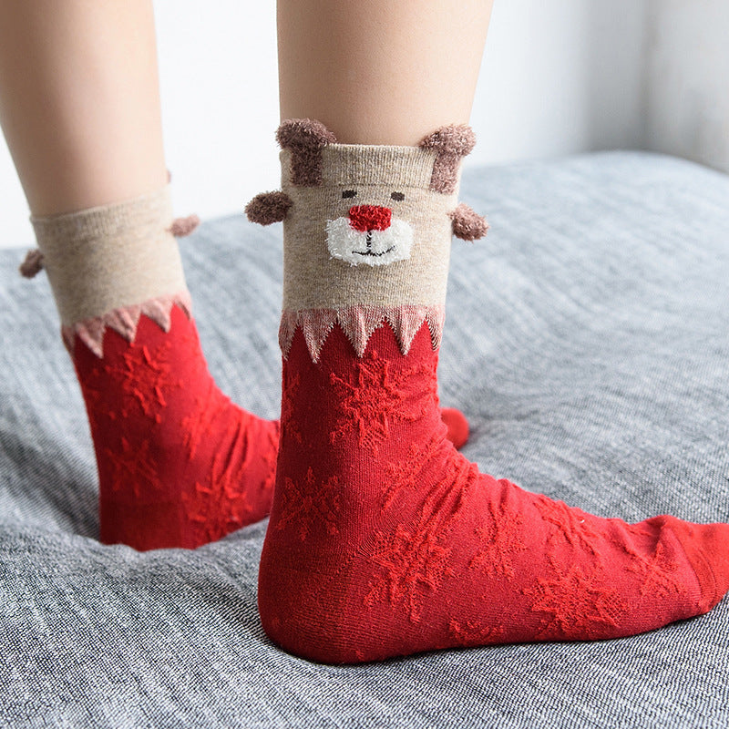 Reindeer 3D Ear Knit Winter Socks - view 1