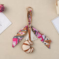 Croissant Charm Keychain With Twilly Scarf - Apricot