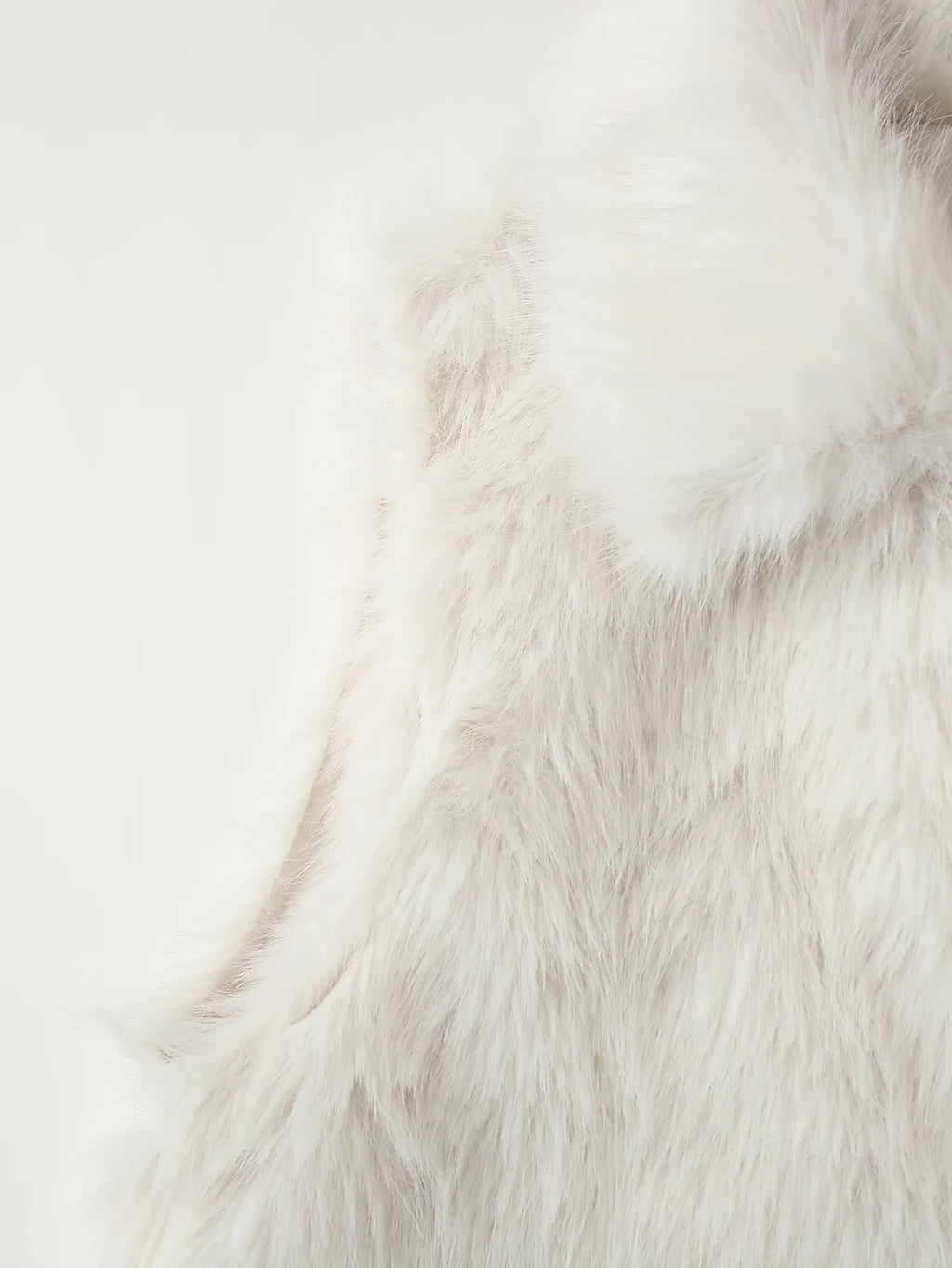 Faux Fur Collared Sleeveless Vest - white - 1