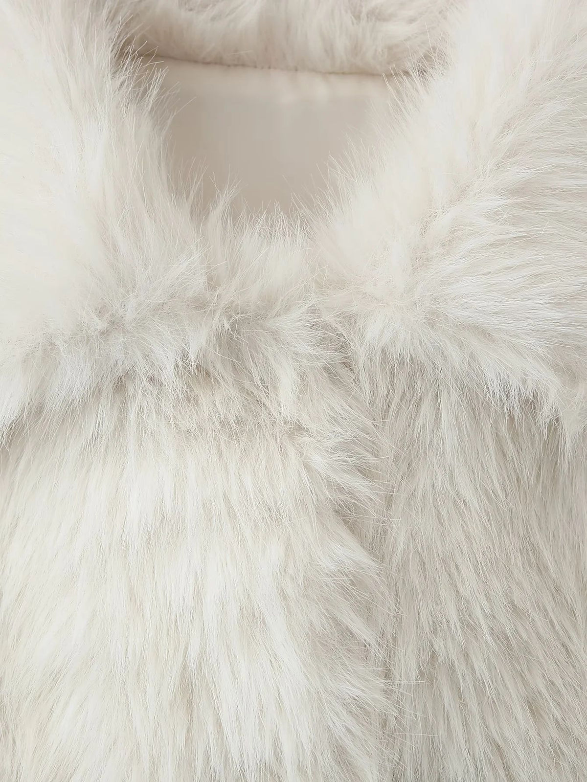 Faux Fur Collared Sleeveless Vest - white - 10
