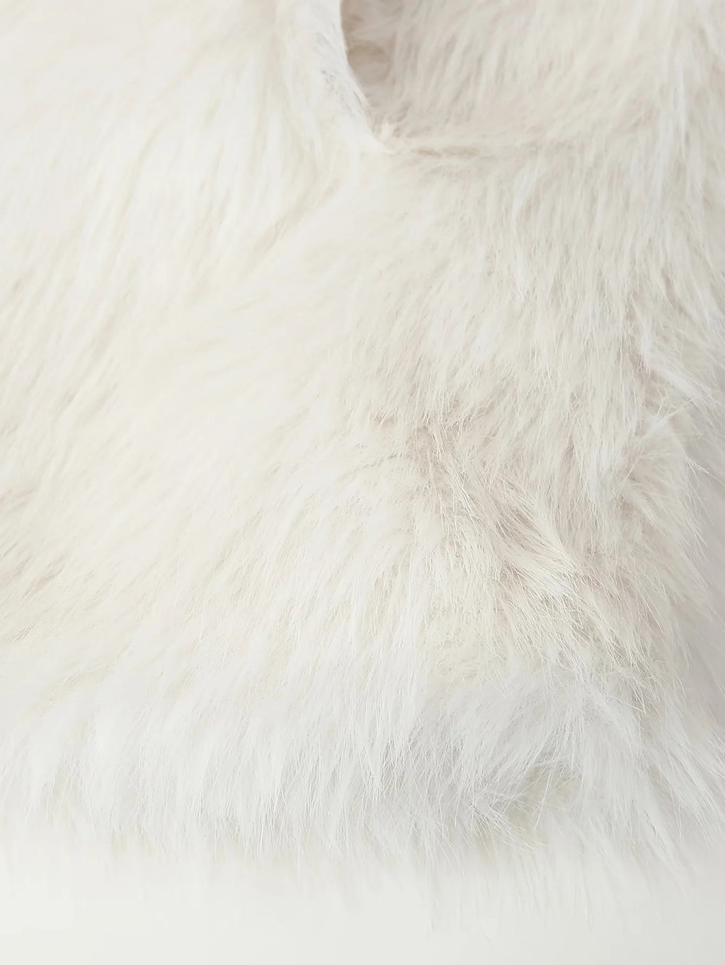 Faux Fur Collared Sleeveless Vest - white - 2