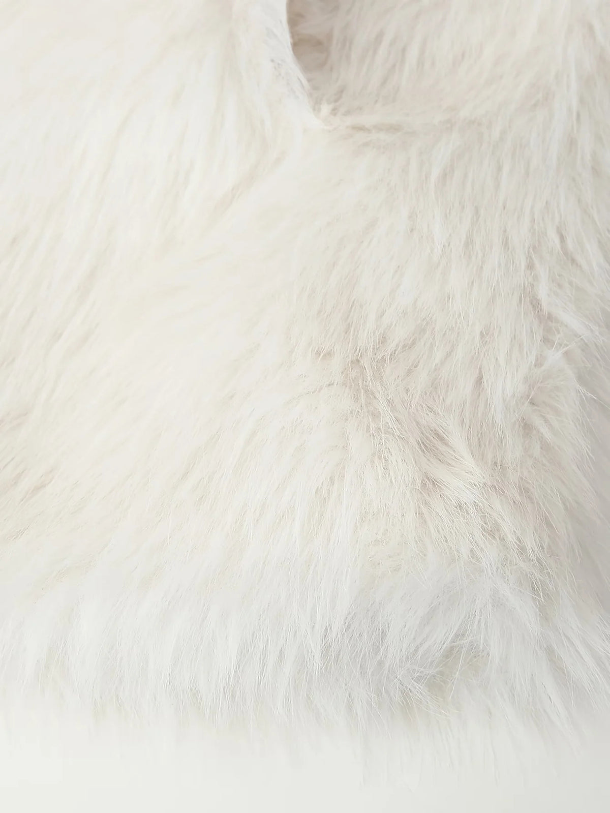 Faux Fur Collared Sleeveless Vest - white - 2