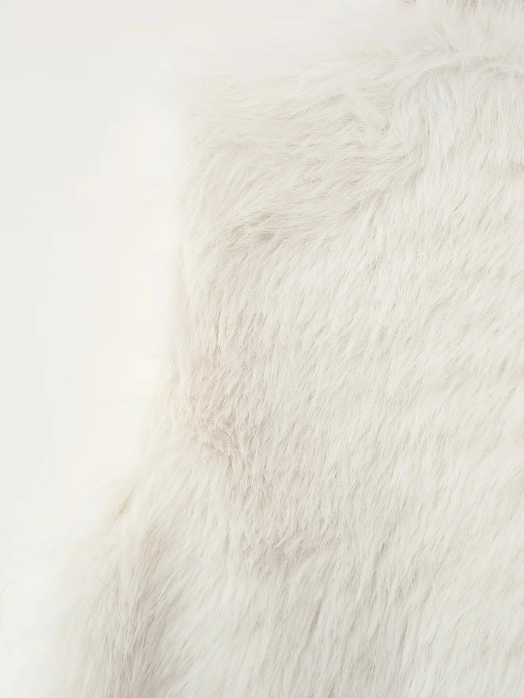 Faux Fur Collared Sleeveless Vest - white - 4