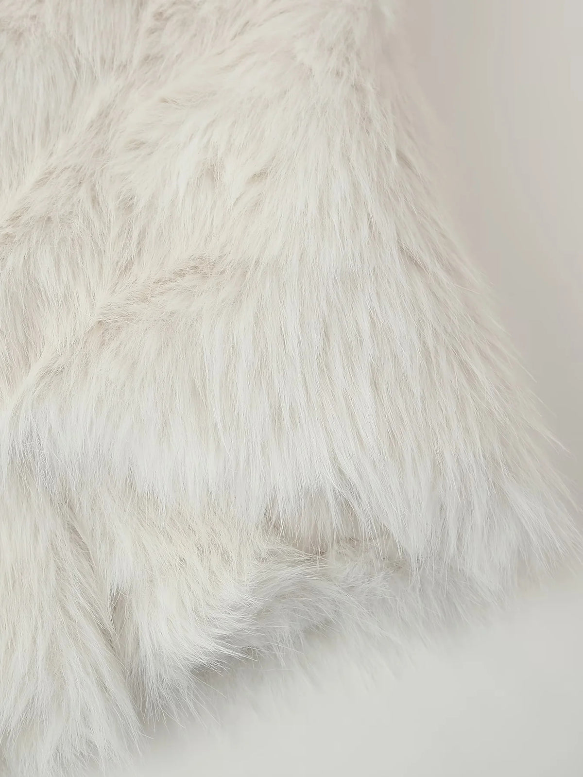 Faux Fur Collared Sleeveless Vest - white - 7
