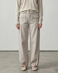 Pleated Wide Leg Cargo Jeans With Ankle Ties - Apricot