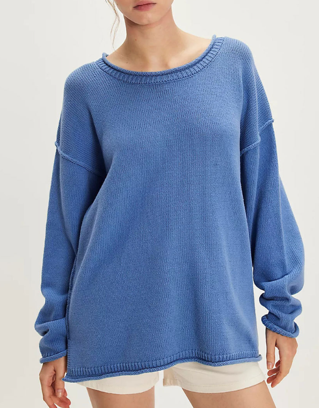 Oversized Drop Shoulder Pullover Sweater