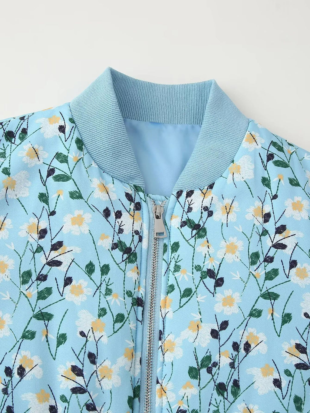 Ditsy Floral Zip Bomber Jacket - Blue - 2