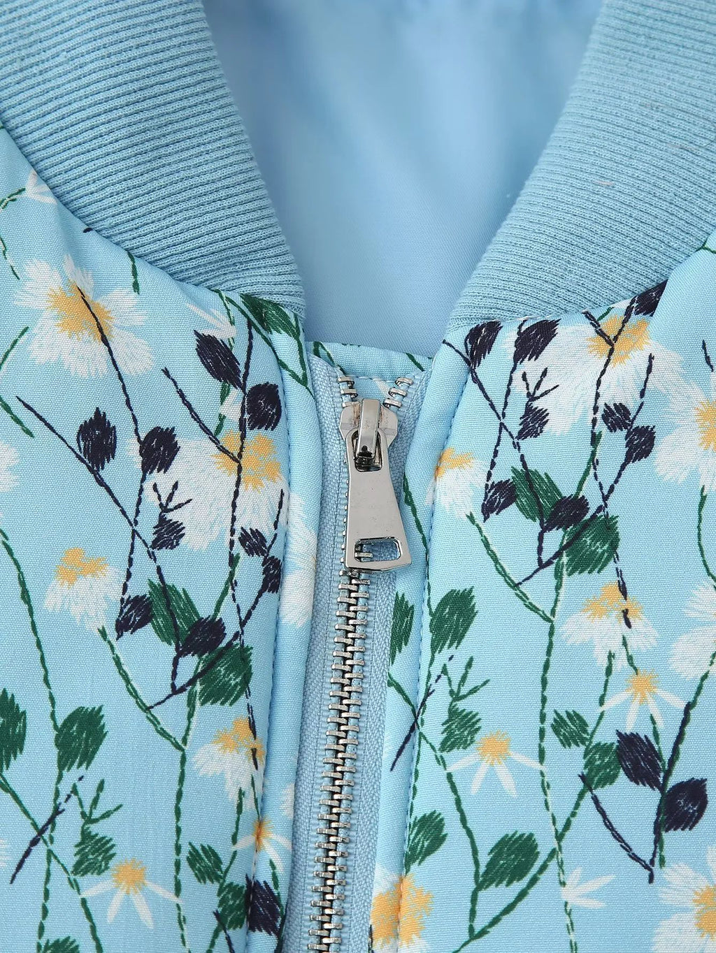 Ditsy Floral Zip Bomber Jacket - Blue - 3