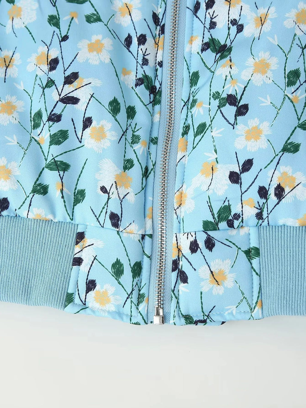 Ditsy Floral Zip Bomber Jacket - Blue - 6