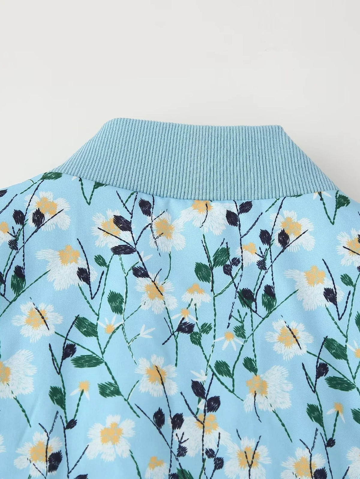 Ditsy Floral Zip Bomber Jacket - Blue - 8