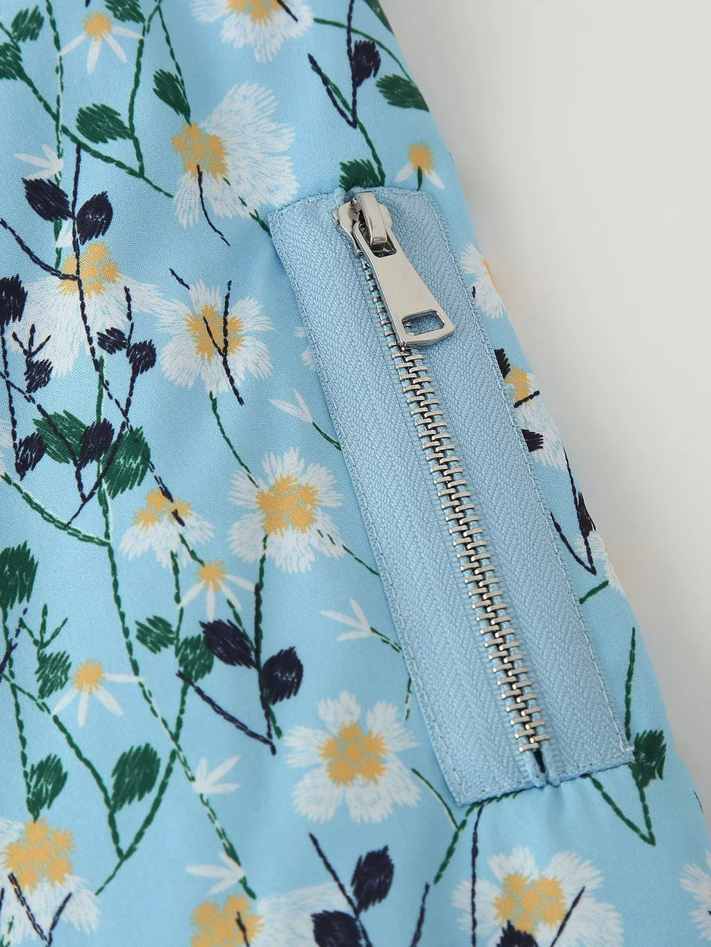 Ditsy Floral Zip Bomber Jacket - Blue - 9