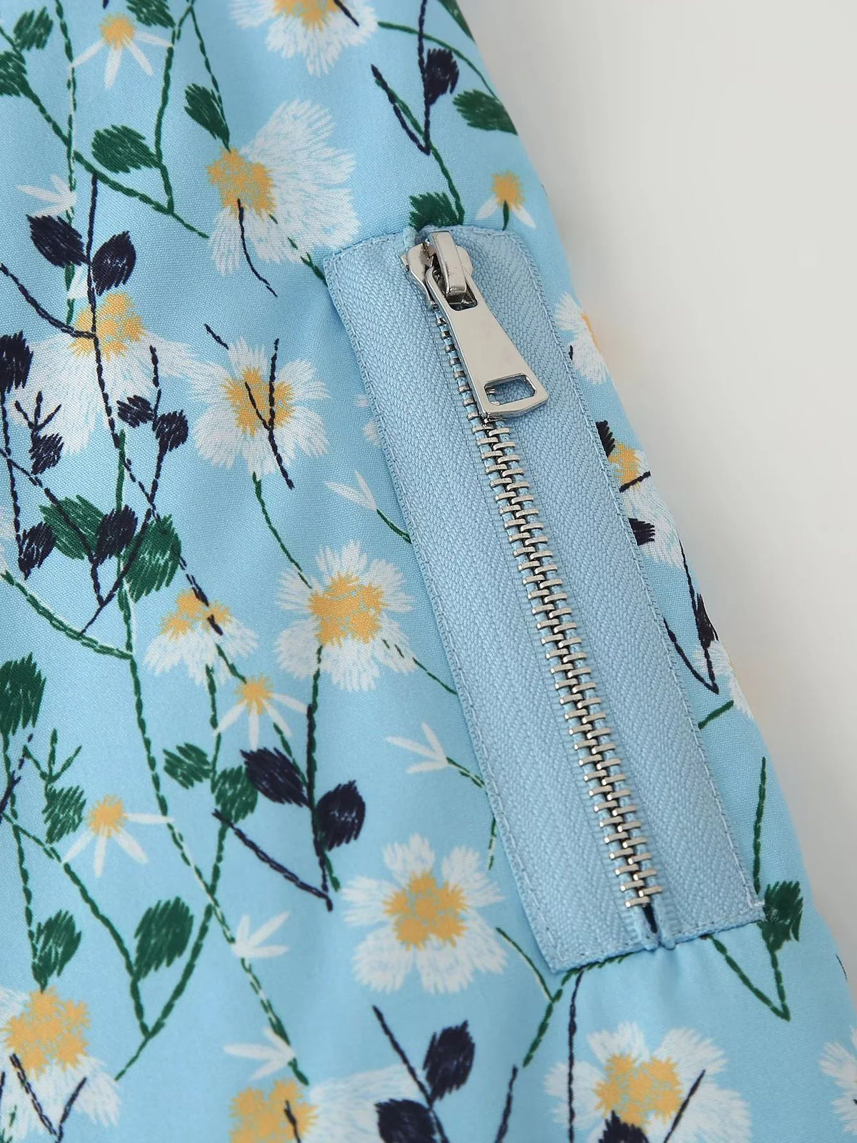 Ditsy Floral Zip Bomber Jacket - Blue - 9
