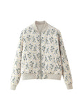 Ditsy Floral Zip Bomber Jacket - White