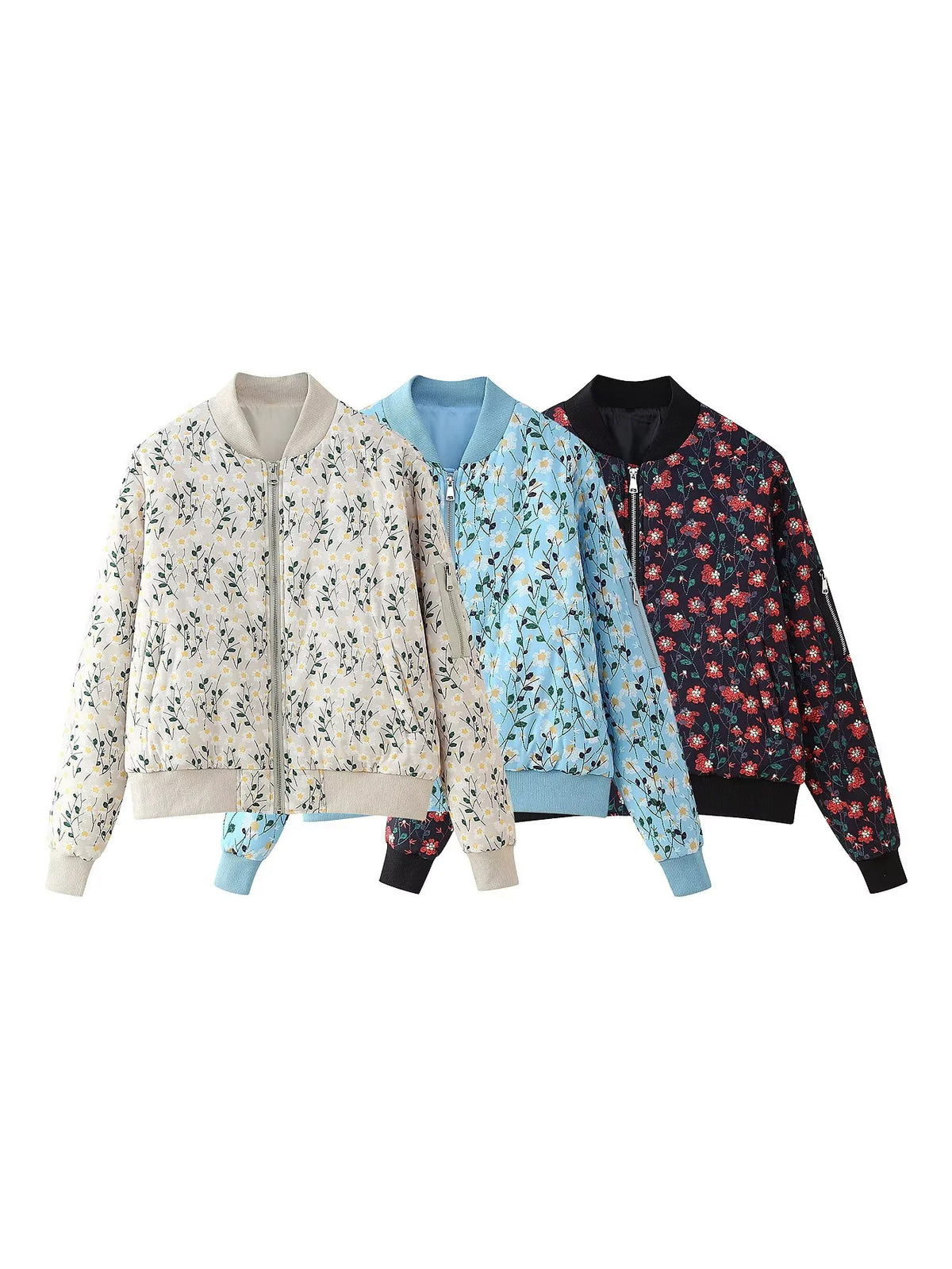 Ditsy Floral Zip Bomber Jacket - view 1