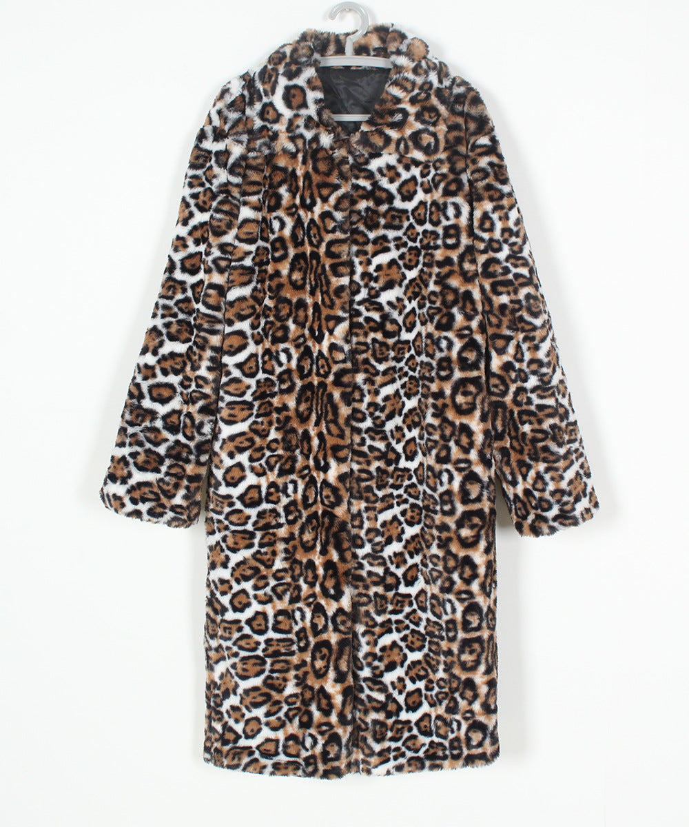 Animal Print Longline Faux Fur Coat - Leopard