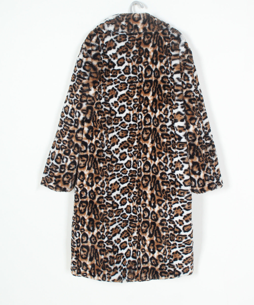 Animal Print Longline Faux Fur Coat - Leopard - 1
