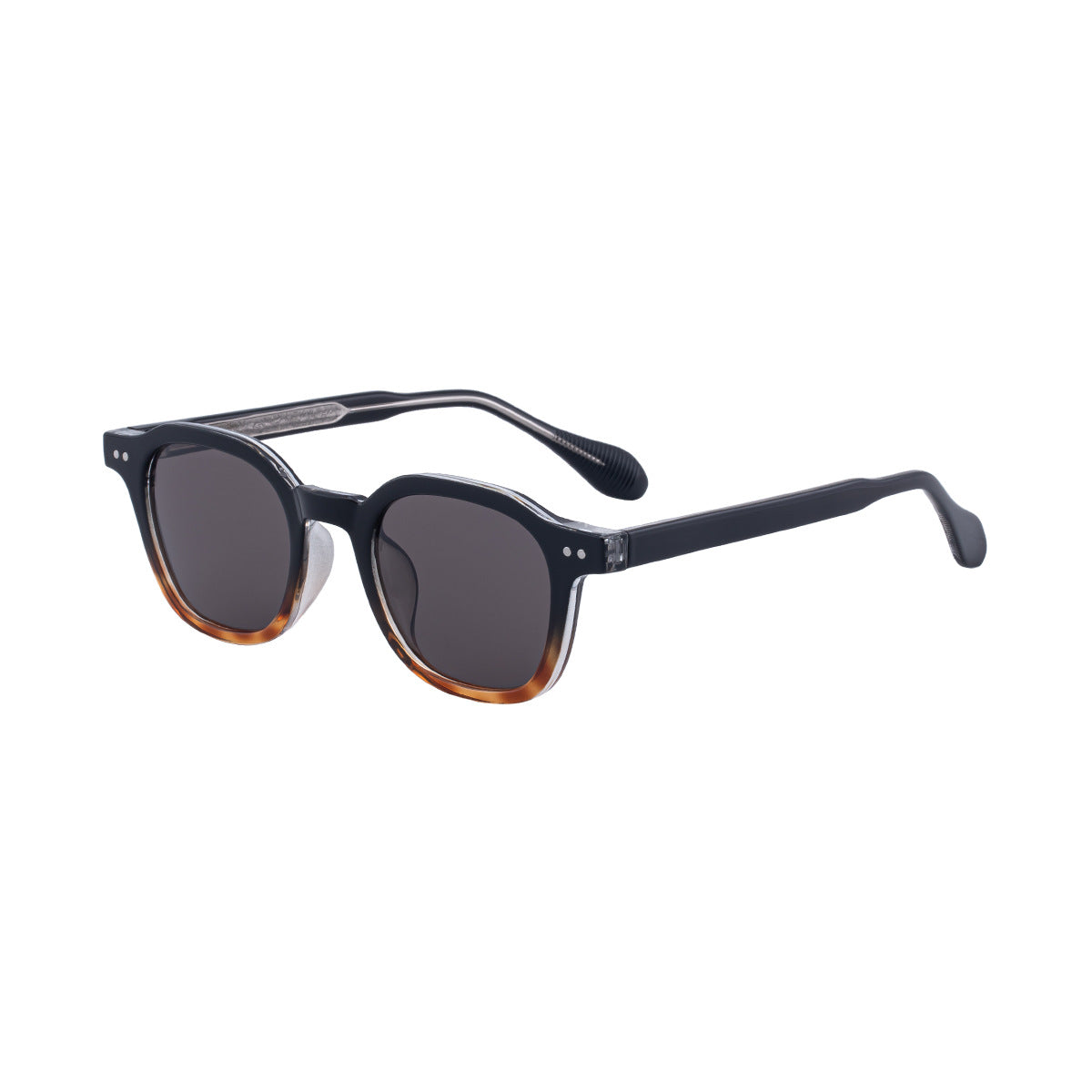 Retro Round-Square Acetate Sunglasses - Grey