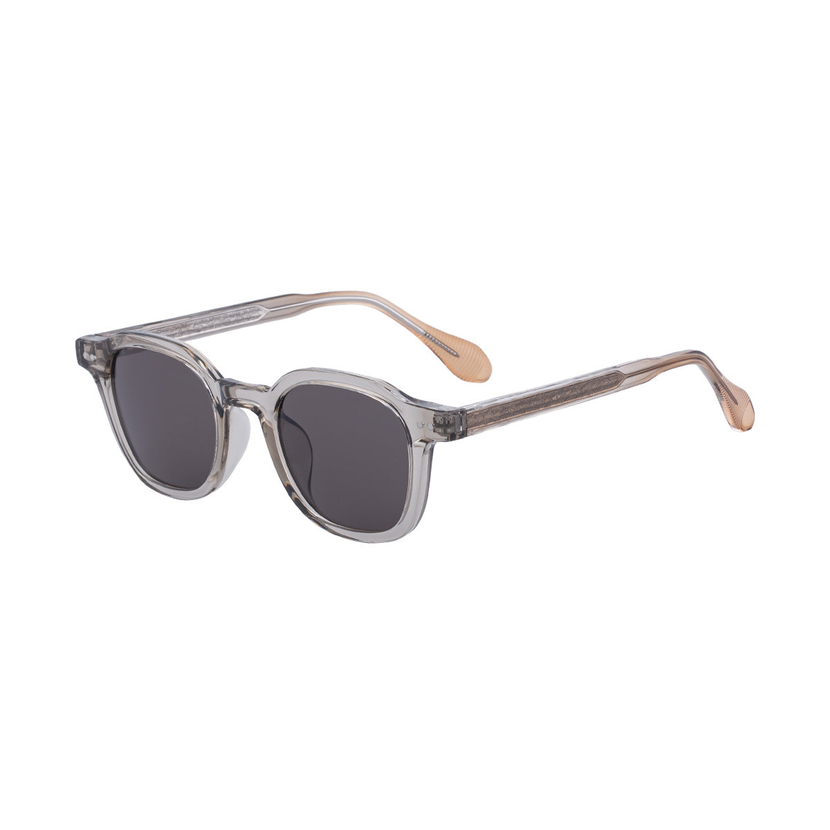 Retro Round-Square Acetate Sunglasses - Clear Pink