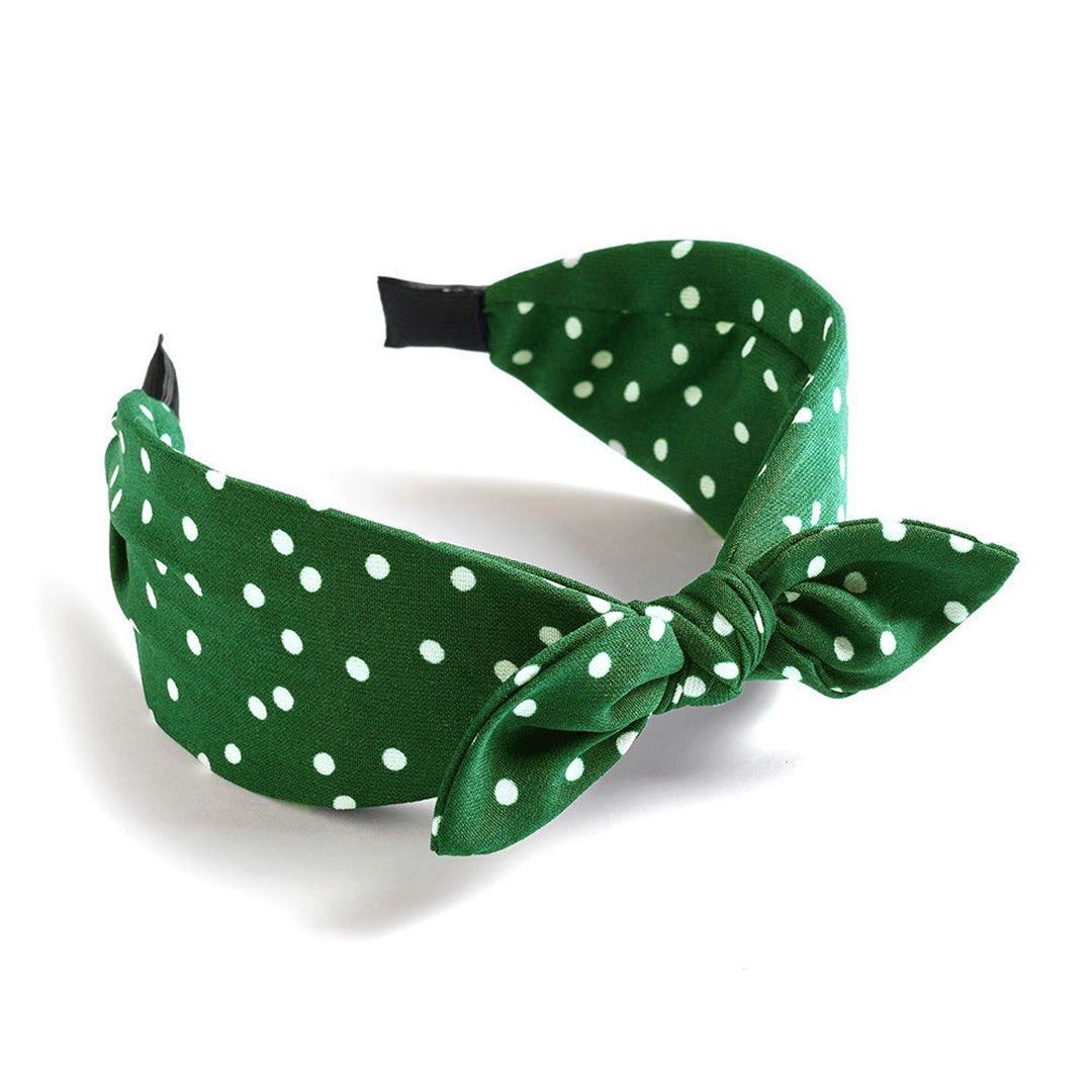 Vintage Bow-Knot Polka Dot & Leopard Headband - Green Polka Dot