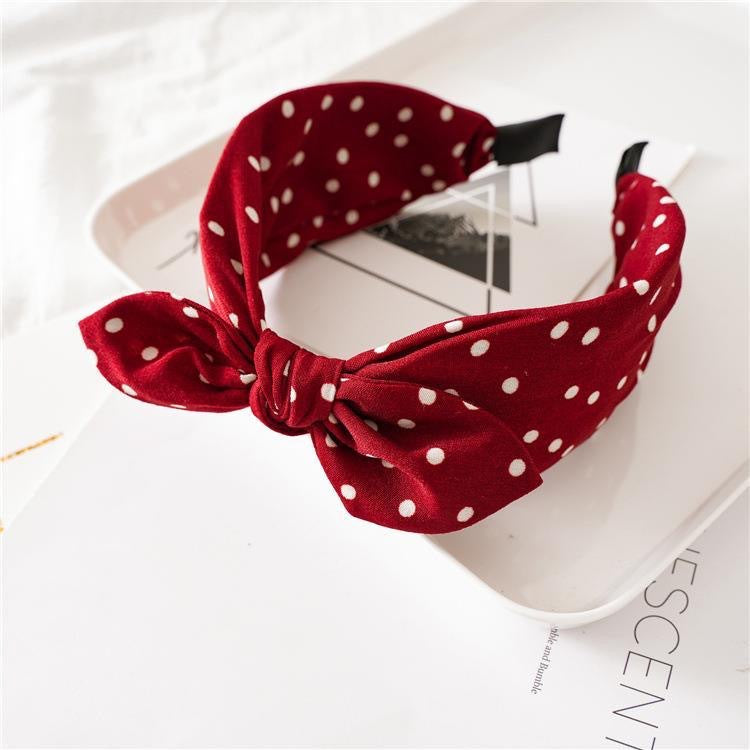 Vintage Bow-Knot Polka Dot & Leopard Headband - Red Polka Dot