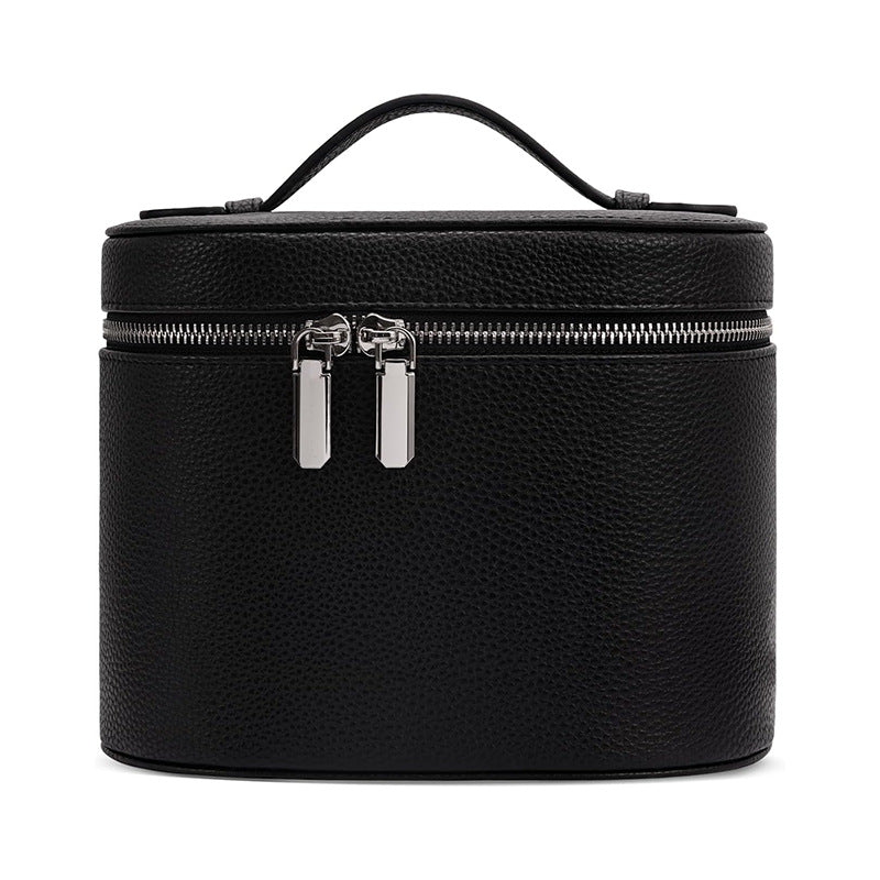 Structured Faux-Leather Vanity Case - Black