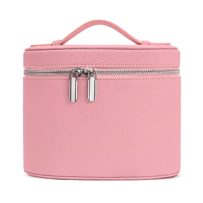 Structured Faux-Leather Vanity Case - Deep Pink