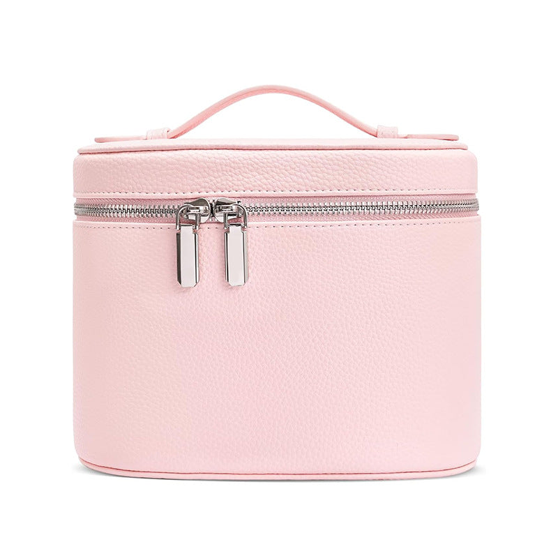 Structured Faux-Leather Vanity Case - Pink