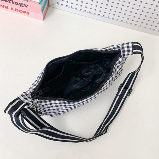 Preppy Gingham Crescent Sling Bag - interior